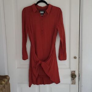 Anthropologie Maeve Tie Waist Rust Dress